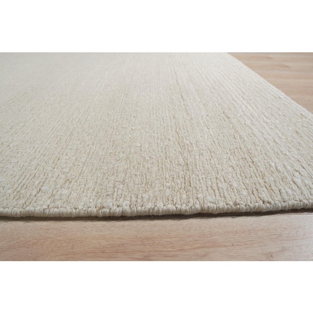2010s 8x10 Bespoke Delicate Ivory Open Field Contemporary Handmade Wool Carpet Rug For Sale - Image 5 of 11