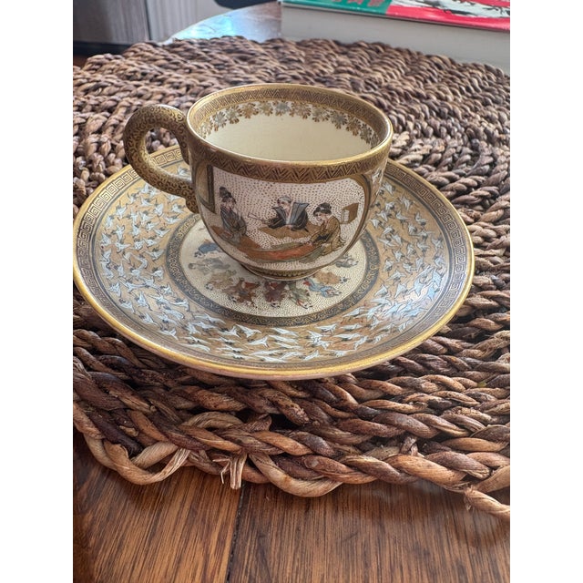 Satsuma Meiji Period (1868-1912) Satsuma Demitasse Teacup and Saucer For Sale - Image 4 of 8