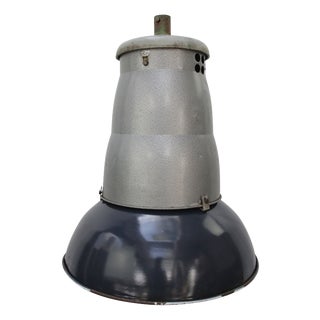 Vintage Industrial French Blue Enamel Pendant Lights from Mazda For Sale