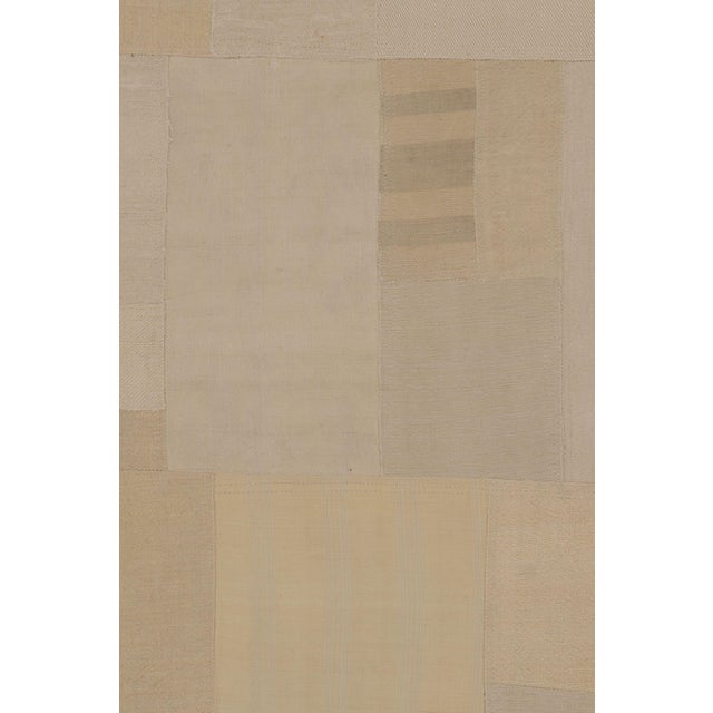 Traditional Vintage Turkish Patchwork Rug With Neutral Design in Beige & Gold - Rug & Kilim For Sale - Image 3 of 10