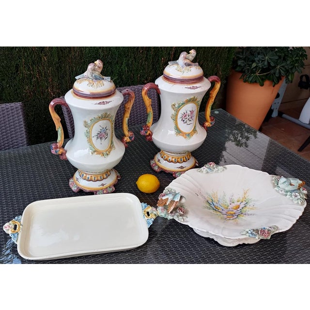 Vintage Vases with Tray and Centerpiece, 1920, Set of 4 For Sale - Image 16 of 16