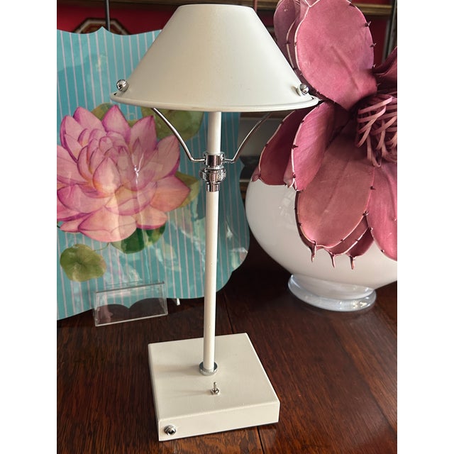 Rechargeable Steel Lamp in White by Borges, in New conditions. Designed from 2000 Stamped by Maker, European Plug (up to...