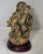 Gold Late 20th Century Chinoiserie Gilded "Faux Bronze" Laughing Buddha Statue on Wooden Base For Sale - Image 8 of 11