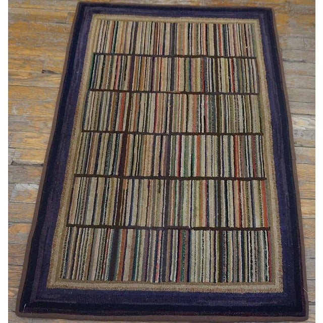 Early 20th Century American Hooked Rug ( 2'7" x 3'8" - 79 x 112 ) Antique American Hooked Rug American Multicolor 1925,...