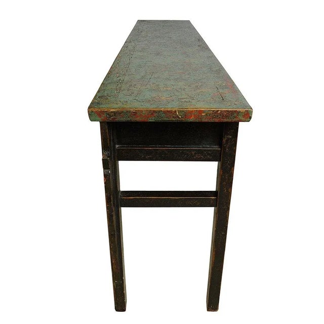 20th Century Antique Chinese 4 Drawers Lacquered Long Sofa Table/Console Table For Sale - Image 10 of 11