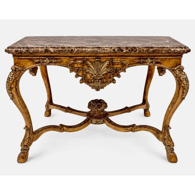 20th-C. Maitland-Smith French Louis XV Style Marble Top Fruitwood Center / Side Table For Sale - Image 12 of 14