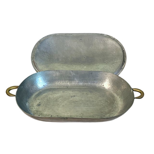 Bauhaus Vintage Karl Raichle Meersburg Hand Hammered Tinned Brass Roasting Dish & Warmer - Bauhaus For Sale - Image 3 of 8