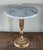 Vintage French Neoclassical Marble Top Brass Pedestal Side Table With Pierced Base For Sale - Image 4 of 6