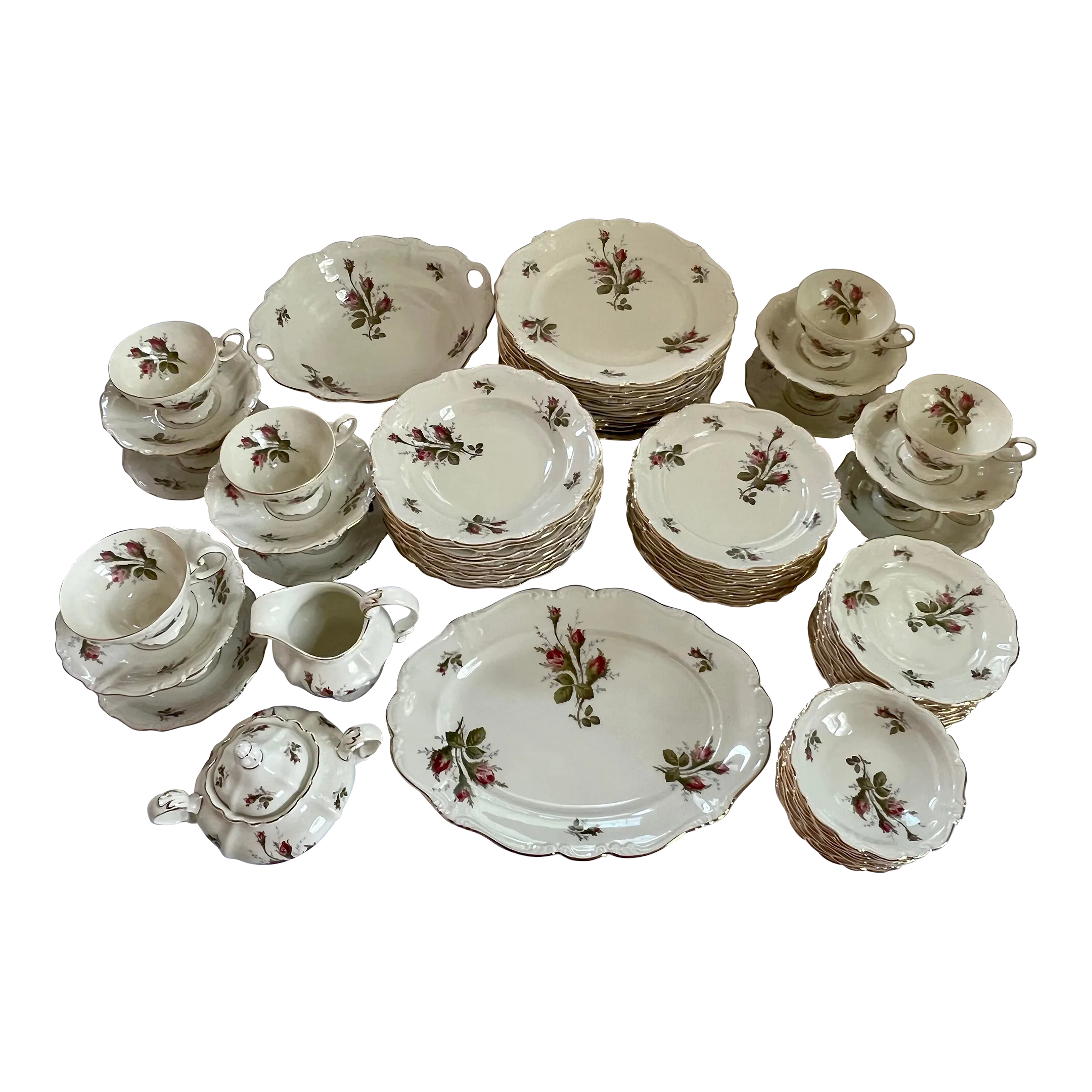 Late 20th Century Vintage Rosenthal Germany Pompadour Moss Rose 74