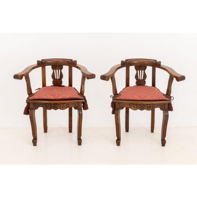 Modern Pair of Lyre Form Back Walnut Tub Chairs For Sale - Image 3 of 11