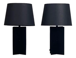 Blackened Steel and Black Paper ‘Cuatrolados’ Lamps by Design Frères - a Pair