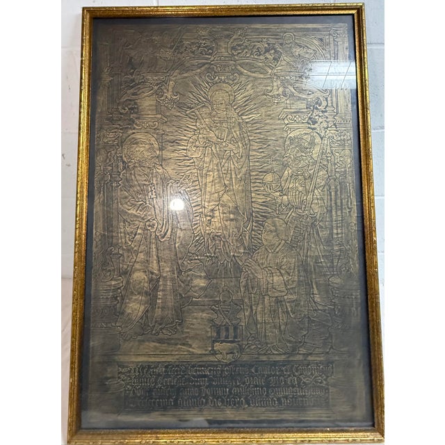 Religious Large Antique Religious Brass Rubbing of the 1535 Memorial of Canon Henry Oskens For Sale - Image 3 of 15