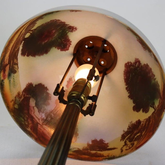 Arts & Crafts Pittsburg School Reverse Painted Landscape Table Lamp C1920 For Sale - Image 13 of 14
