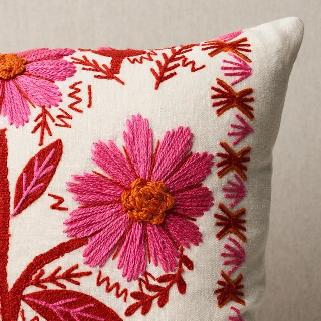 Schumacher Schumacher Marguerite Embroidery 20" Pillow in Blossom For Sale - Image 4 of 4