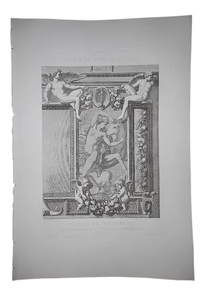 Large Antique Architectural Engraving-Palais de Fontainebleau-Architectural Details