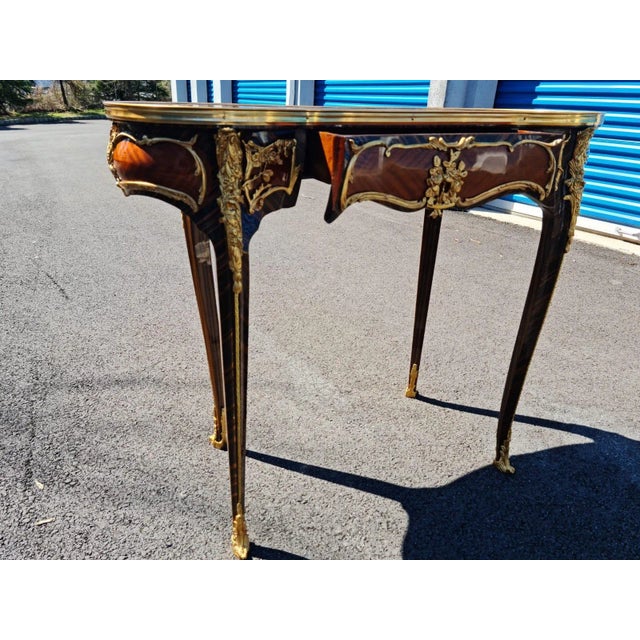 2020s Lady French Style Marquetry Gilt Bronze Desk/Table With Clock for Home and Office. For Sale - Image 5 of 13