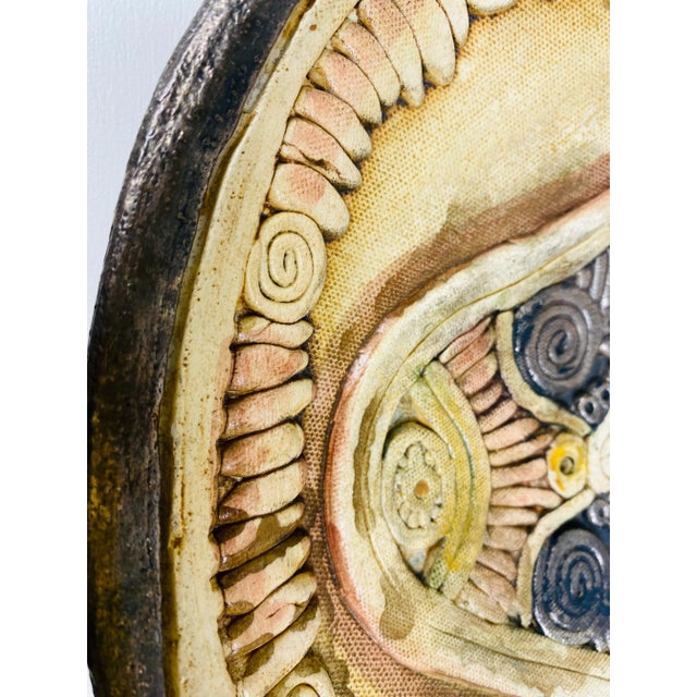 Tan Unusual Handmade Mediterranean Inspired Decorative Pottery Bowl. For Sale - Image 8 of 9