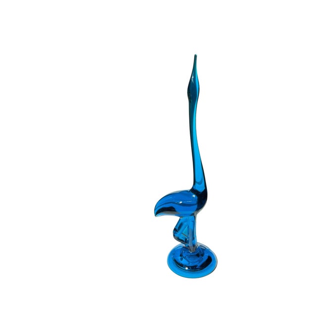1960s 1960s Blue Viking Glass Bluenique Egret Crane Figurine For Sale - Image 5 of 11