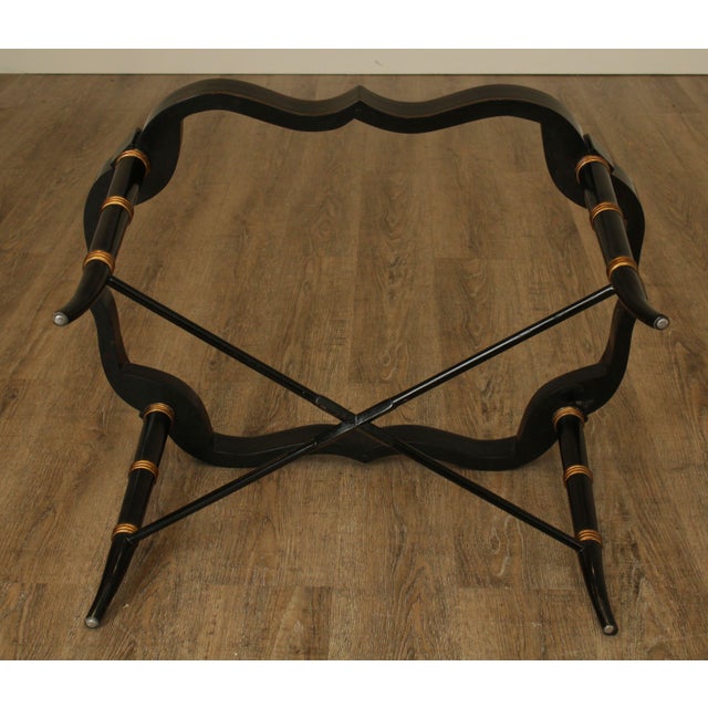 Maitland Smith Ebonized Black Gold Faux Bamboo Floral