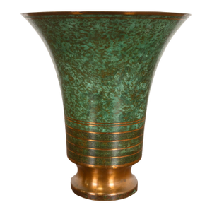 Carl Sorensen Art Deco Verdigris Bronze Trumpet Vase