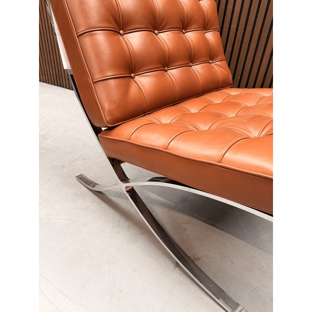 Barcelona Chair in Cognac Volo Leather by Ludwig Mies van der Rohe for Knoll Inc. / Knoll International, 2010s For Sale - Image 6 of 8