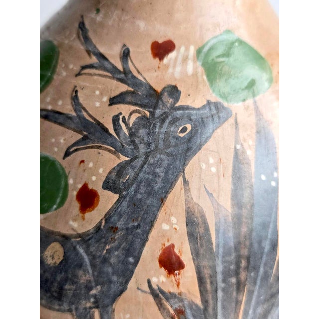 Tan 1960s Tonalá Mexico Burnished Glaze Ceramic Water Jug/Decanter With Cup, 2 Piece Set For Sale - Image 8 of 12