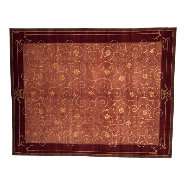 Silk and Wool Art Deco Chinese , 7'6" X 9'5" For Sale