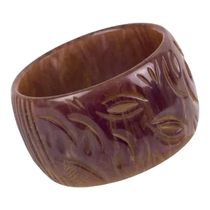 Bakelite Oversized Carved Bracelet Bangle Purple Stardust Marble