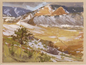 009 - Plein Air-Morrison, CO, 2/9/22 by Judd Mercer | Gouache Landscape of Morrison, Colorado