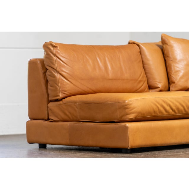 2000 - 2009 Vintage Corner Sofa in Natuzzi Cognac Leather, Italy, 2004, Set of 5 For Sale - Image 5 of 16
