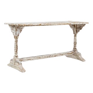 1900s French Wood White Patinated Table For Sale