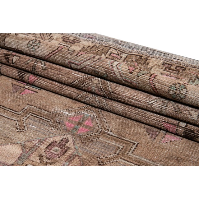 Vintage Malayer Persian Handmade Brown Medallion Wool Runner For Sale - Image 10 of 12