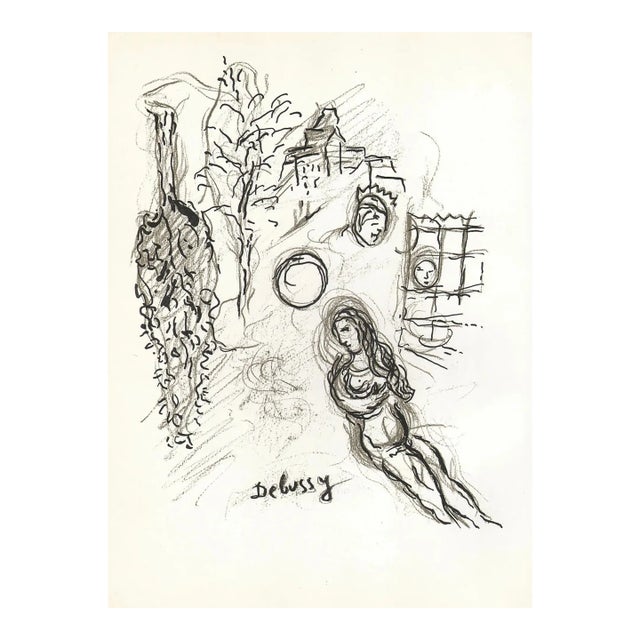 Chagall Sketch 4 Lithograph Paris Opera 1966 For Sale