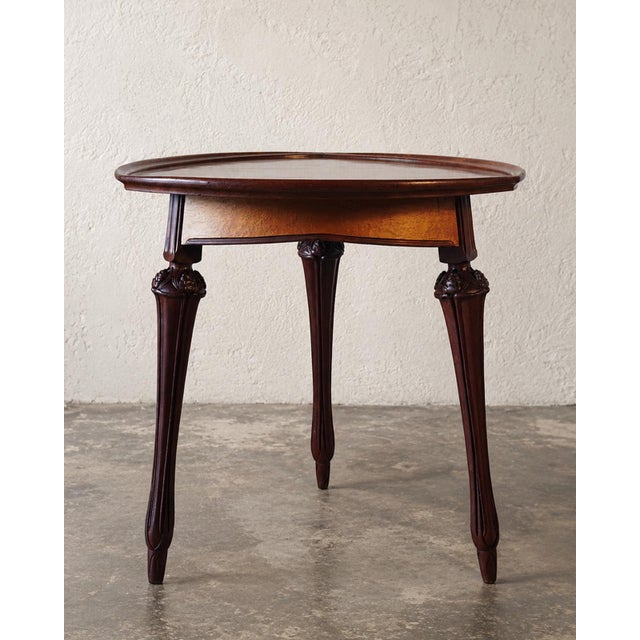 Brown Tripod Pedestal Table in Mahogany and Walnut, 1920s For Sale - Image 8 of 8