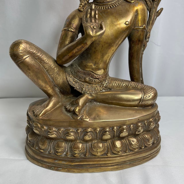 Sculpture a Brass Buddha, India For Sale - Image 4 of 12