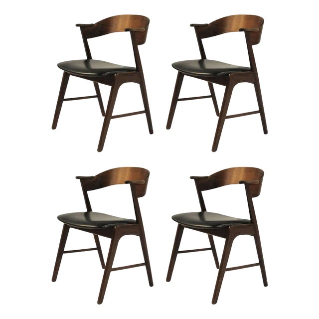 Restored Rosewood Dining Chairs with Upholstery, 1960s, Set of 4 For Sale