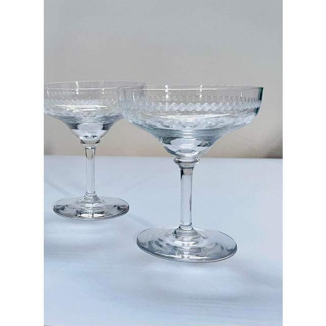 Art Nouveau Early 20th Century Bryce Etched Glass Champagne Saucer For Sale - Image 3 of 8