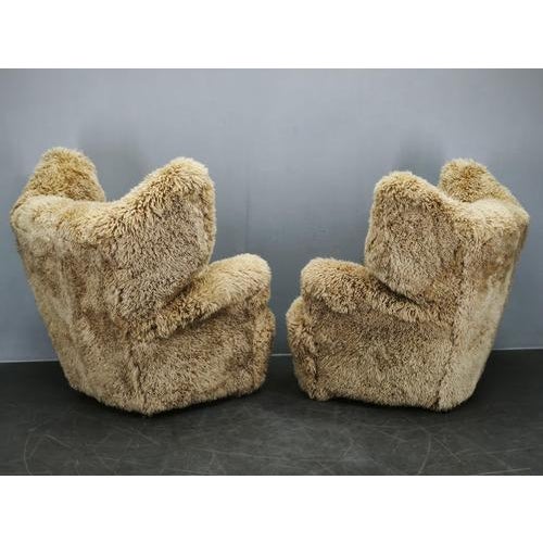 Monumental Art Deco Skandilock Sheepskin Wingback Chairs 1930s, Set of 2 For Sale - Image 11 of 14