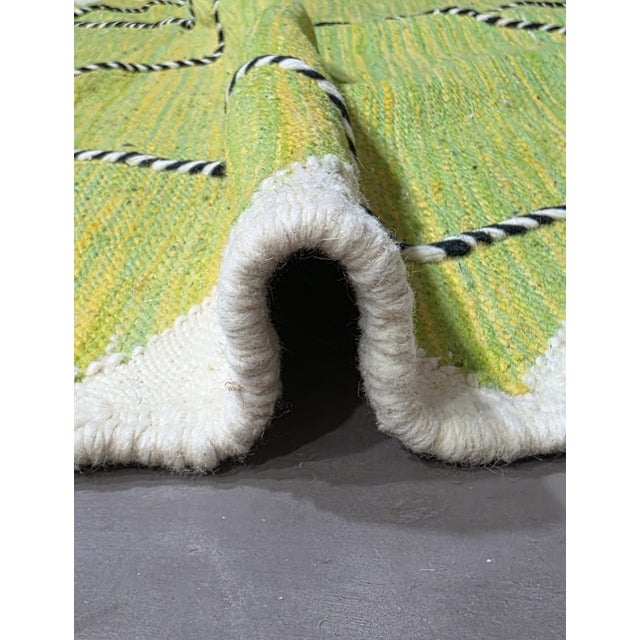 Moroccan Lemon Green Kilim Rug - 10.1 X 6.4 Ft For Sale - Image 4 of 7