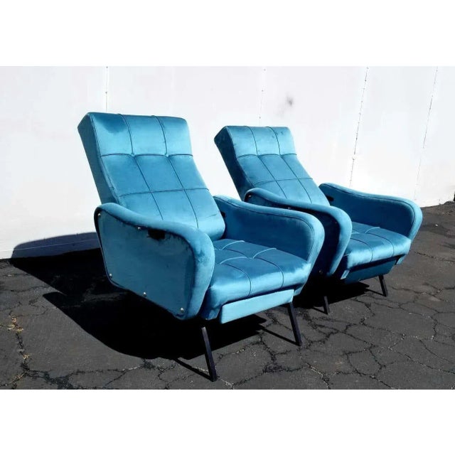 Mid-Century Modern 1960s Italian Midcentury Reclining Chairs - A Pair For Sale - Image 3 of 13