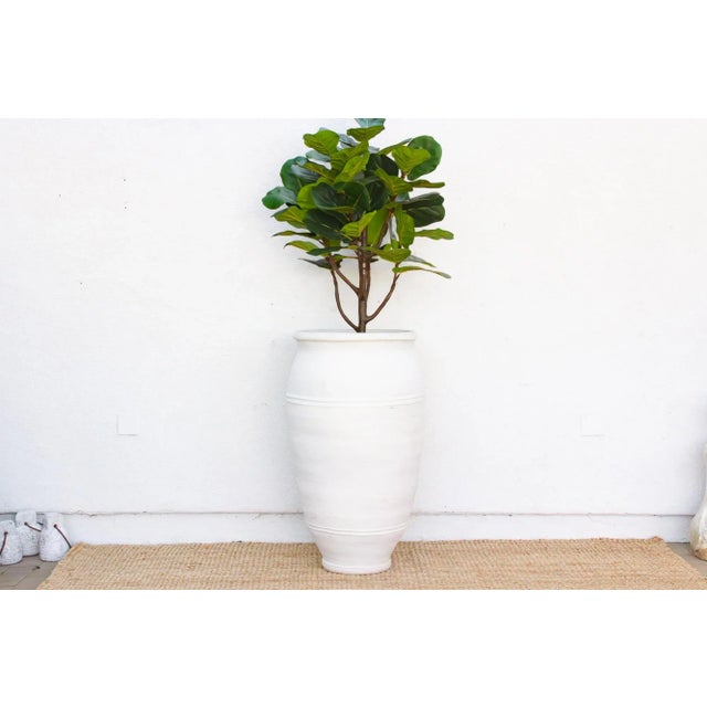 Tall Mediterranean Amphora Shape White Terracotta Planter For Sale - Image 9 of 9
