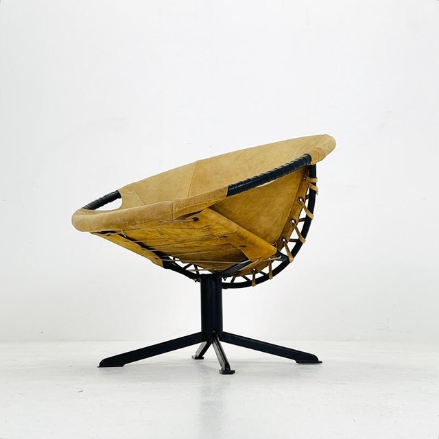 Mid-Century Modern Suede Lounge Chair with Black Iron Frame, Germany, 1960s For Sale - Image 6 of 11