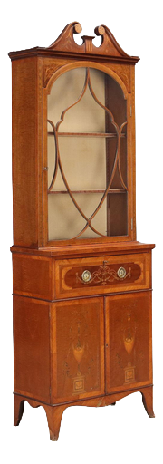 Antique Bookcase in Mahogany with Maple Inlays, 1900s