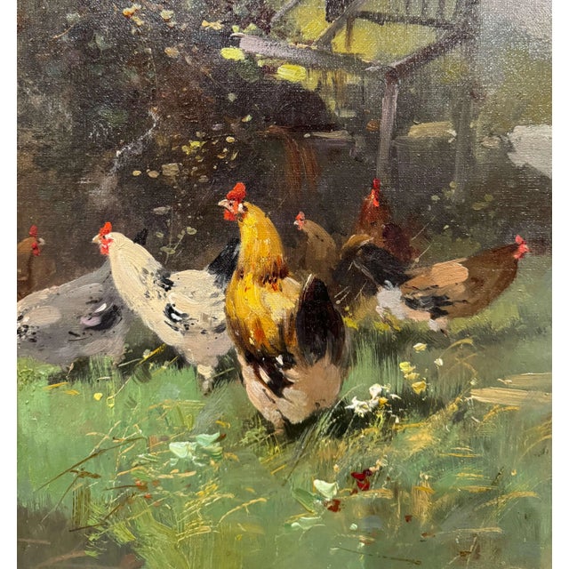 19th Century French Barnyard Oil Painting Signed H. Lambert for Galien-Laloue For Sale - Image 10 of 12