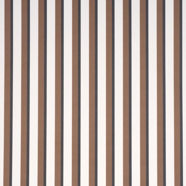 Sample - Schumacher Rigsby Stripe Wallcovering In Umber For Sale