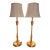 Contemporary Ralph Lauren Brushed Gold Tall Buffet Lamps With Off White Silk Shades, a Pair For Sale