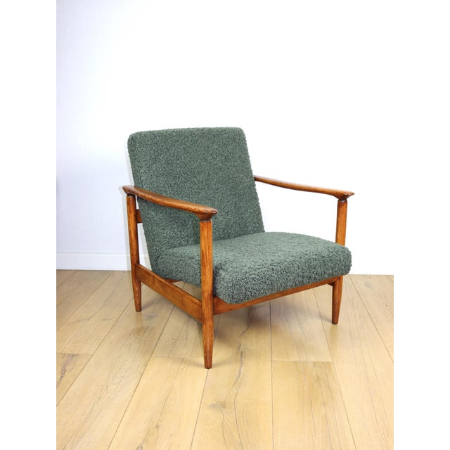 GFM-142 Chair in Olive Fleshy Bouclé attributed to Edmund Homa, 1970s For Sale - Image 12 of 12