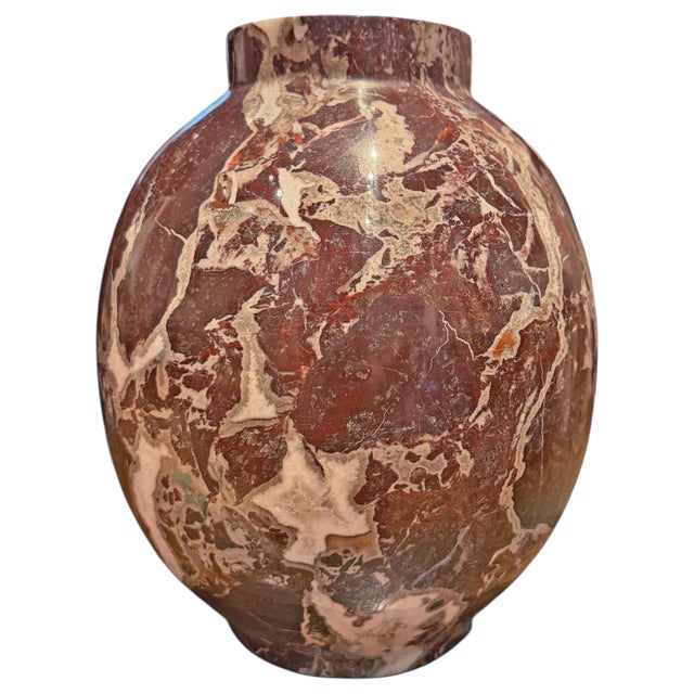 Early 21st Century Pair of Red Marble Vases For Sale - Image 5 of 16