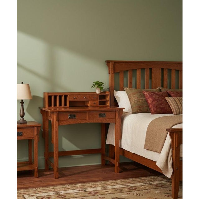 Mission Style Library Table With Removable Organizer - Micheal Cherry For Sale - Image 4 of 9