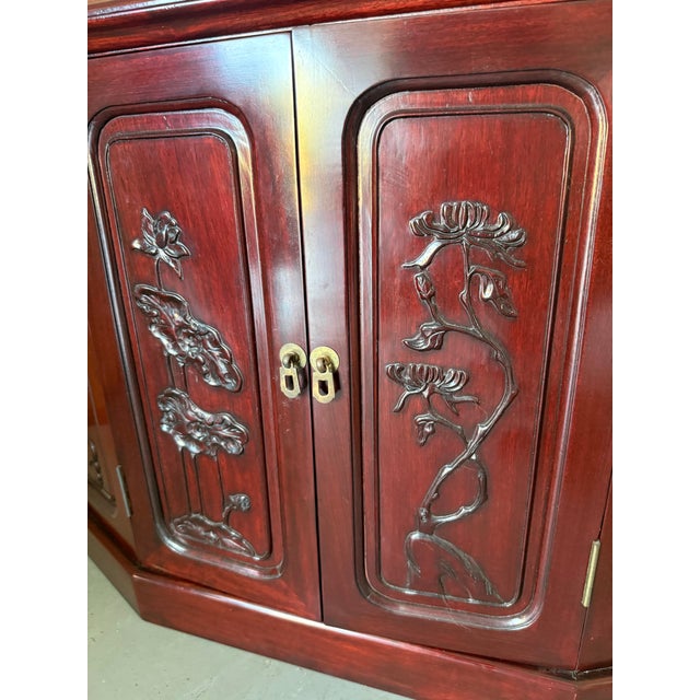 Wood Vintage Grand-Scale Rosewood Hexagonal Curio Cabinet For Sale - Image 7 of 11